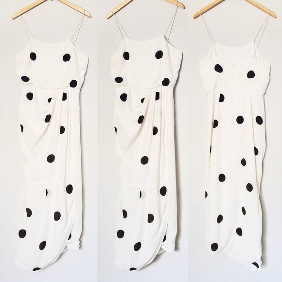Derek Lam 10 Crosby Cream Polka Dots Cami Midi Dress Size 4 Silk Blend Wrap $550 - Picture 15 of 15